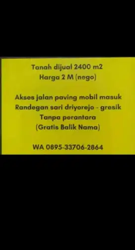 Tanah dijual tanpa perantara. Langsung pemilik