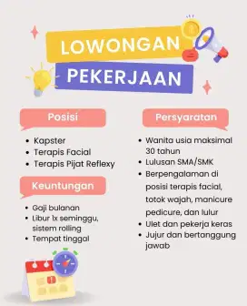 Dibutuhkan Therapist Salon Kecantikan