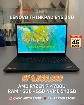 LENOVO THINKPAD E15 RYZEN 7 4700U RAM 16GB SSD 512GB LAPTOP ULTRABOOK
