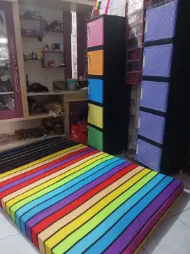 Dj kasur busa second+ lemari minimalis 5pintu