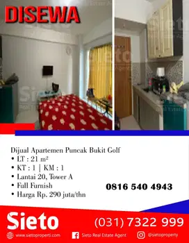 Dijual Apartemen Puncak Bukit Golf