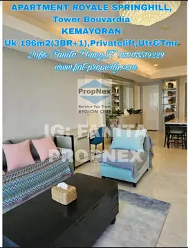 Jual rugi Apt Royale Springhill, Tower Bouvardia luas 196m2(3BR+1),Lt3
