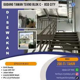 Disewakan Gudang Taman Tekno BSD City