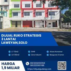 Dijual bangunan komersil lokasi jajar laweyan luas 72m BU!