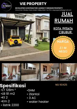 Jual Cepat Rumah Cantik Siap Huni. Kota Wisata Cibubur.