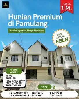 Rumah 2 Lt Siap Huni Tanah Lega Bata Merah Free 6 bln angsuran