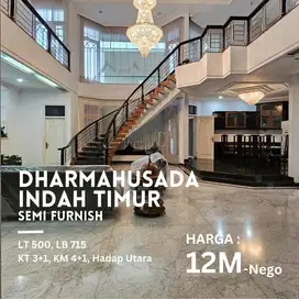 Dijual rumah mewah terawat  Dharmahusada Indah Timur Semi Furnish.