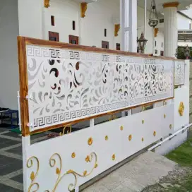 Pagar gerbang minimalis pelat cutting laser mewah