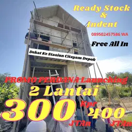 PROMO PERDANA LAUNCHING RUMAH BARU 2 LANTAI PALING MURAH DEKAT STASIUN