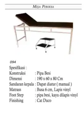 Meja periksa stainless steel.bed periksa ss