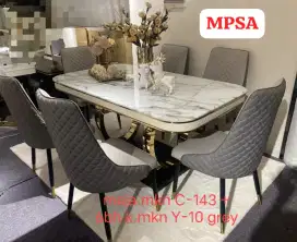 Meja Makan batu mamer, meja makan mamer, meja makan motif marmer,mewah