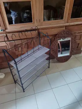 Rak sepatu sandal + cermin jati
