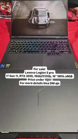 Lenovo Legion 5 pro I7 Gen 11, RTX 3050, 16Gb/512Gb, 16 100% sRGB