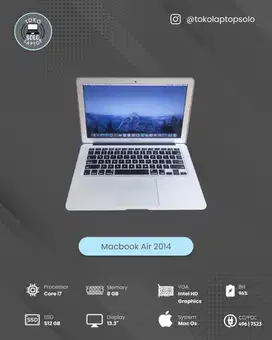 MACBOOK AIR 13 2014 INTEL CORE i7 RAM 8GB SSD 512GB NORMAL