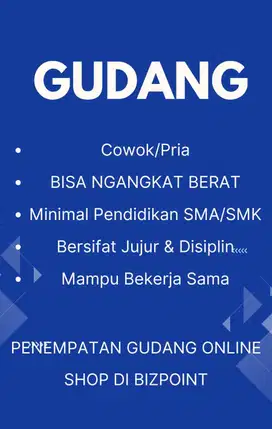 LOKER GUDANG ONLINE SHOP SEPATU