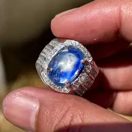Nego , Star Blue Sapphire Ring Emas Berlian