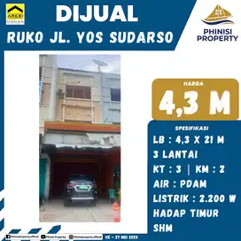 DIJUAL RUKO 3 LANTAI JALAN POROS YOS SUDARSO