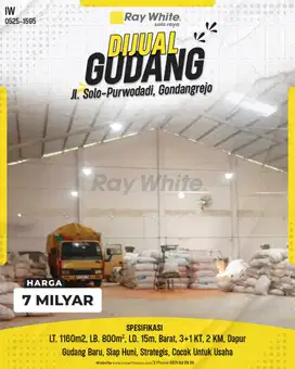 Gudang Baru Strategis di Jl. Solo-Purwodadi, Gondangrejo