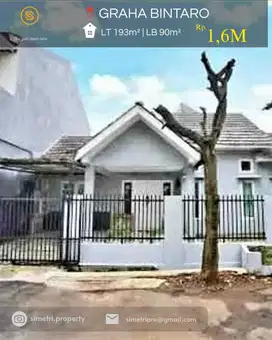 Dijual rumah cantik luas tanah besar Graha Bintaro Jaya Tangsel
