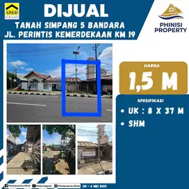DIJUAL TANAH SIMPANG 5 BANDARA JALAN PERINTIS KEMEDERKAAN KM 19