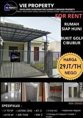 Di Sewakan Rumah Cantik Siap Huni. Bukit Golf Cibubur.
