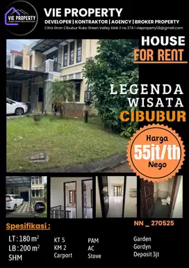 Di Sewakan Rumah Cantik Semi Furnish. Legenda Wisata Cibubur.