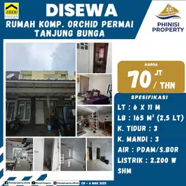 DISEWAKAN RUMAH 2,5 LANTAI KOMPLEKS ORCHID PERMAI