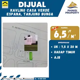 DIJUAL KAVLING TANAH CASA VERDE KOMPLEKS ESPANA TANJUNG BUNGA