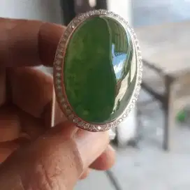 Giok lumut Aceh ring perak