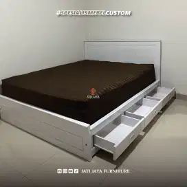 Dipan kayu minimalis / Tempat tidur laci / Dipan laci / Mebel custom