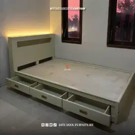 Dipan laci custom / Tempat tidur custom / Dipan laci murah