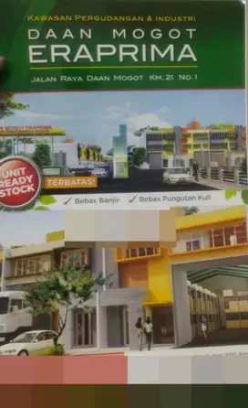 dijual gudang di kawasan pergudangan era prima daan mogot km. 21