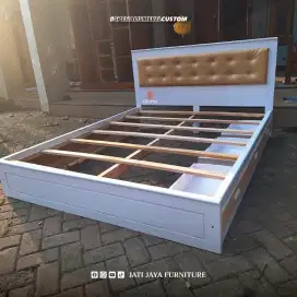 Dipan laci putih termurah / Dipan laci minimalis / Tempat tidur custom