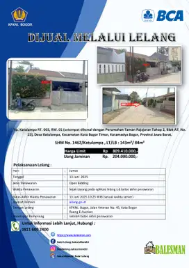 DIJUAL RUMAH MELALUI LELANG WILAYAH BOGOR