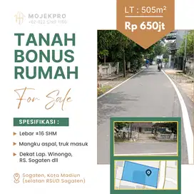 BELI TANAH BONUS RUMAH LAWAS Dekat RSUD Sogaten