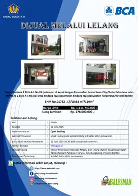 DIJUAL RUMAH MELALUI LELANG WILAYAH TANGGERANG