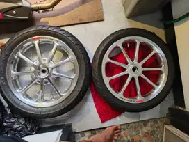 Set Velg tapak lebar palang 9 ring 14 dan Ban Michelin Pro Street
