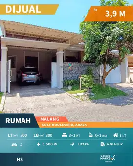 Dijual Rumah Modern Terawat Di Area Golf Boulevard Araya Malang(OLX691