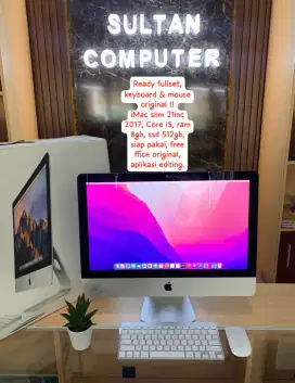 IMAC SLIM 21 INC FULLSET ORIGINAL !!  CORE I5, SSD 512GB, SIAP PAKAI.