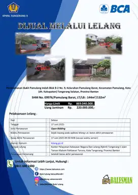 DIJUAL MELALUI LELANG WILAYAH TANGERANG !