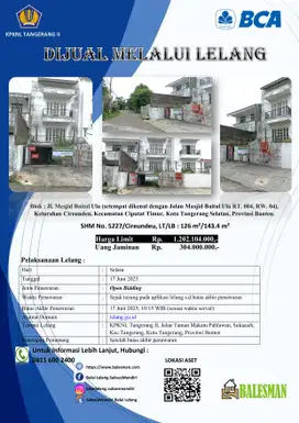 DIJUAL MELALUI LELANG WILAYAH TANGGERANG