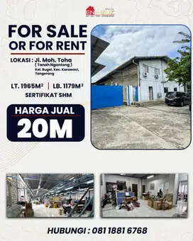 Di Jual Pabrik di Jl. Moh. Toha (tanah ngantong)