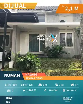 Dijual Rumah Minimalis di Private Cluster Lembah Dieng Malang