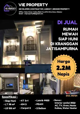Rumah siap huni full furnished di Kranggan Jatisampurna - DHA