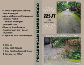 TANAH PEKARANGAN SHM DEKAT CANDI KALIWORO, MANISRENGGO