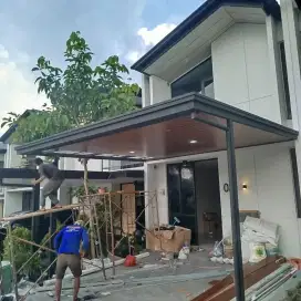 pemasangan kanopi atap alderon besi hollow galvanis