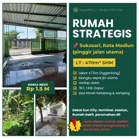 Rumah Dijual Pinggir Jalan Utama Sukosari Kota Madiun