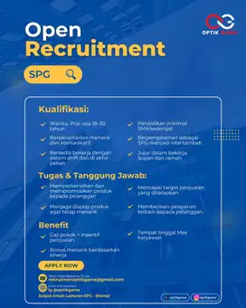 Lowongan SPG Optik Gama - Gaji Pokok + Insentif Menarik