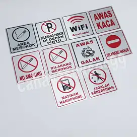 Sticker Aluminium Sign Board 10cm Wifi Available Awas Kaca No Smoking