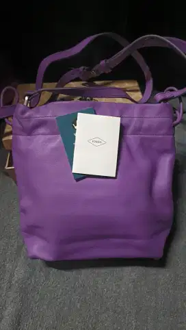 Tas Fossil gigi small drawsting crossbody purple
